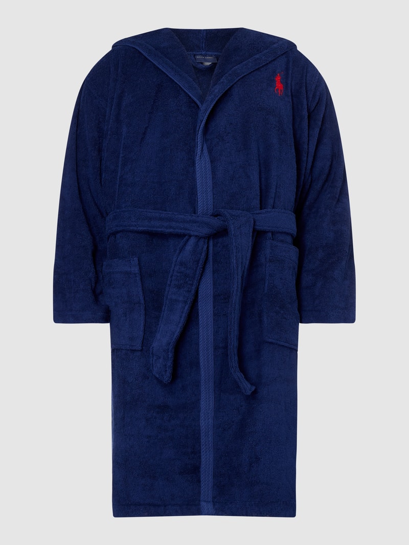 Unisex Bademantel mit Kapuze in dunkelblau
