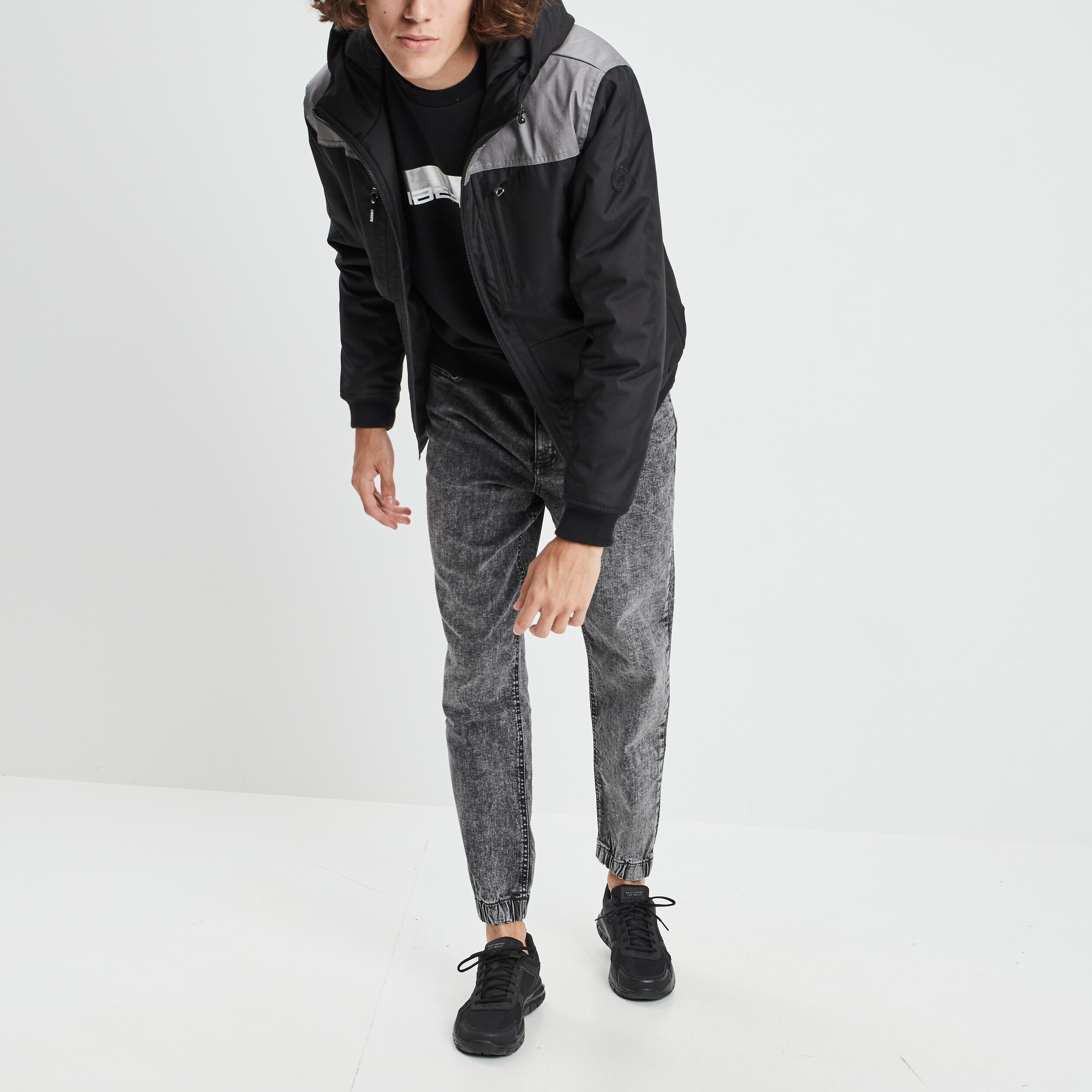 Blouson droit à capuche noir garçon | La Halle