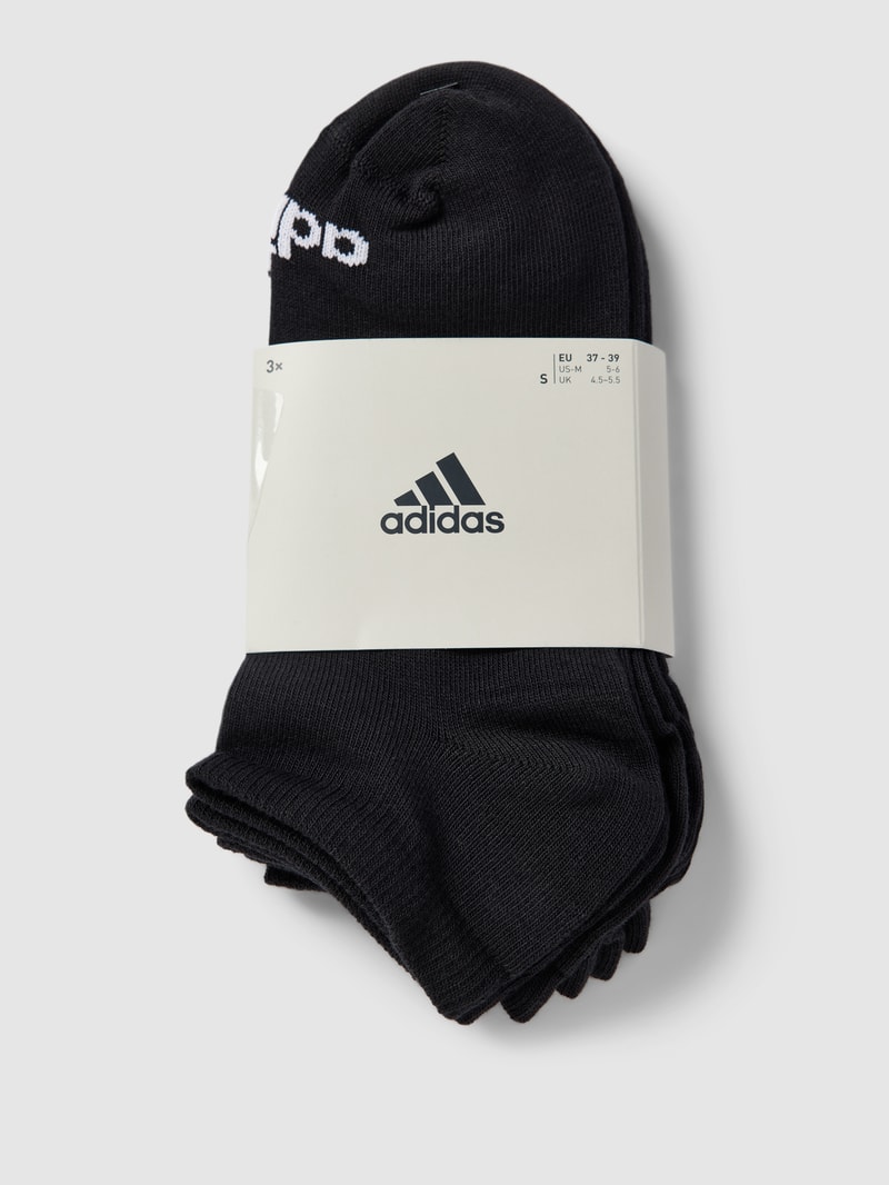 Sneakersocken mit Label-Stitching im 3er-Pack in schwarz