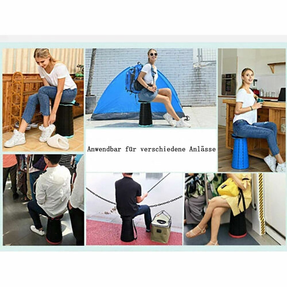 flowgoer Klappstuhl Tragbarer Teleskophocker - Stabil, höhenverstellbar, leicht, Einzigartiges Design mit Schnallen für einfache Bedienung.