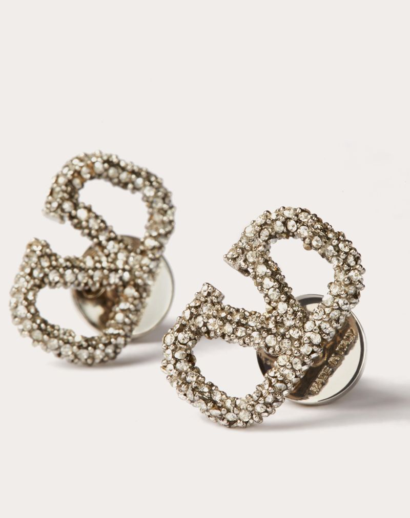 Brincos com a assinatura VLogo em metal e cristais Swarovski®