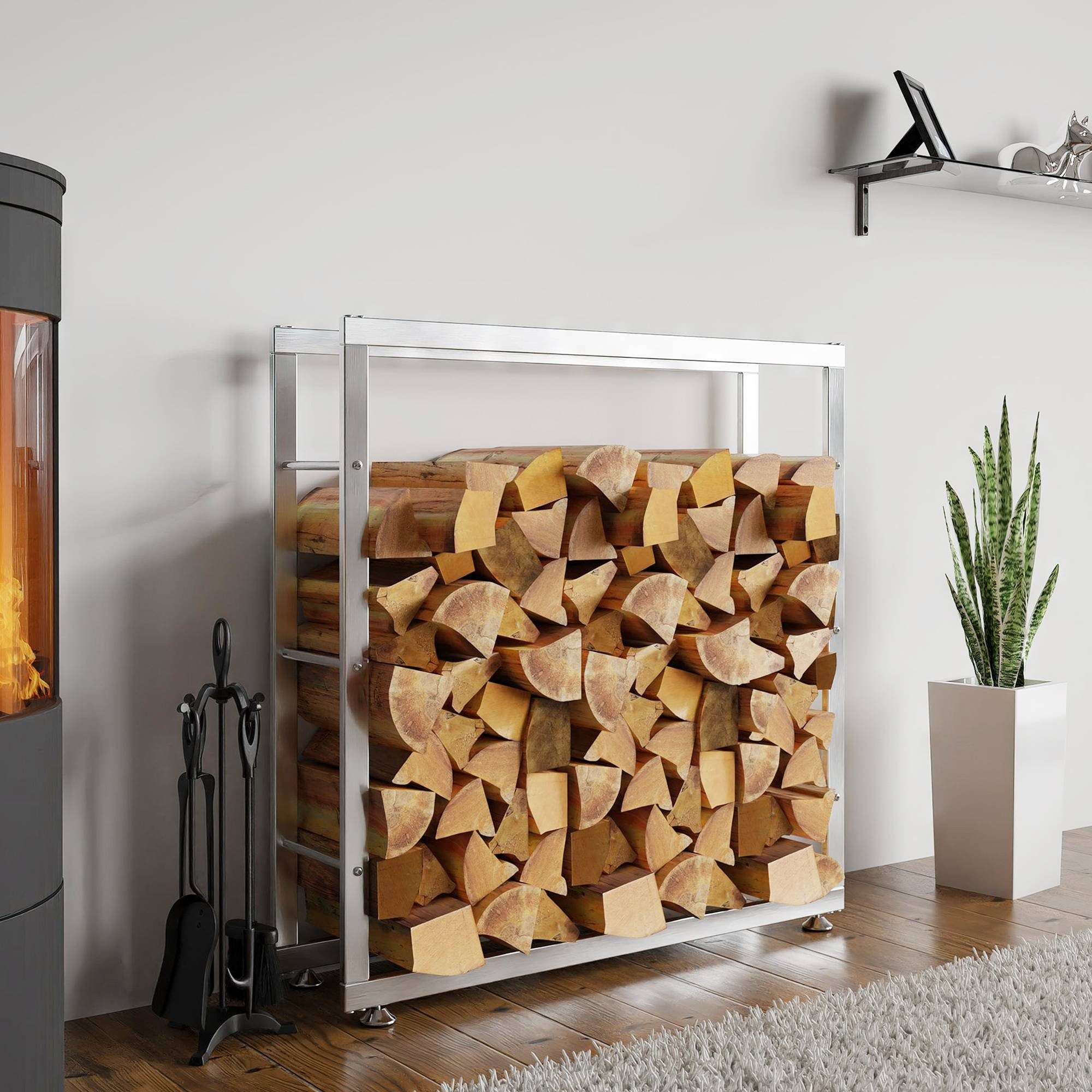 CLP Kaminholzregal Keri V2, BxTxH:100x25x100 cm, aus Edelstahl