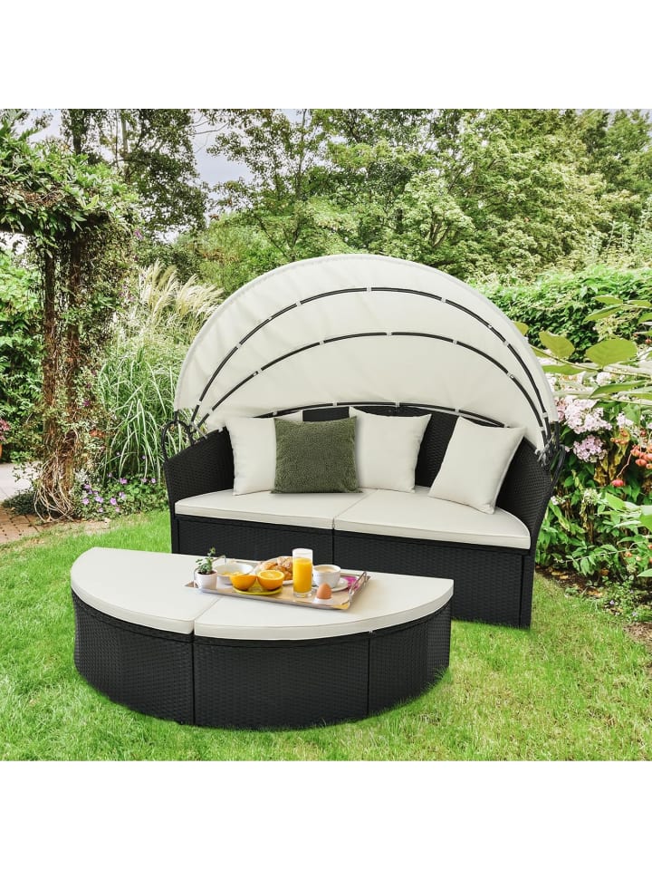 COSTWAY Rattan Sonneninsel mit Baldachin 187x180x157cm in Schwarz günstig kaufen onesize