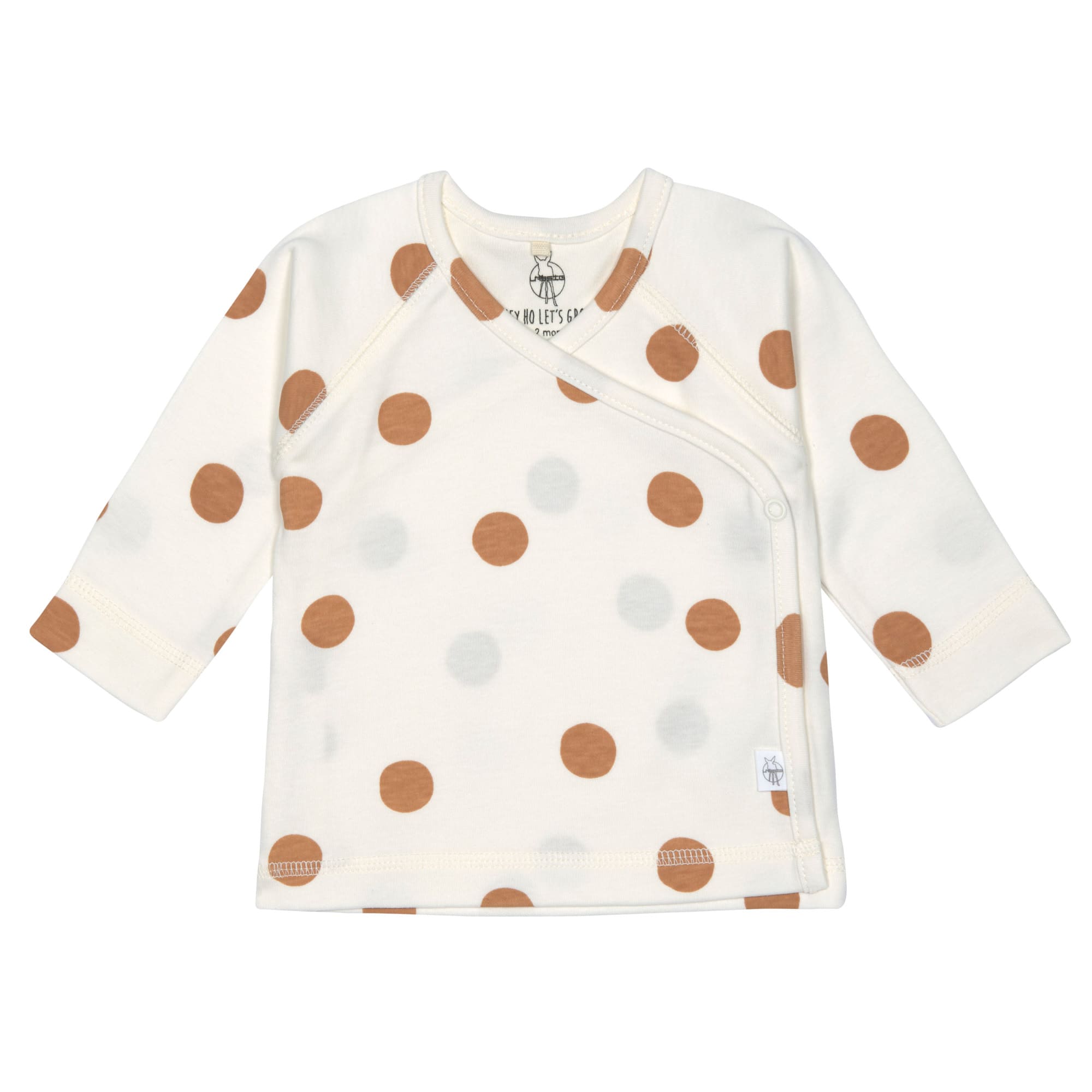 Baby Wickelshirt - Bio Baumwolle, Big Dots, Beige