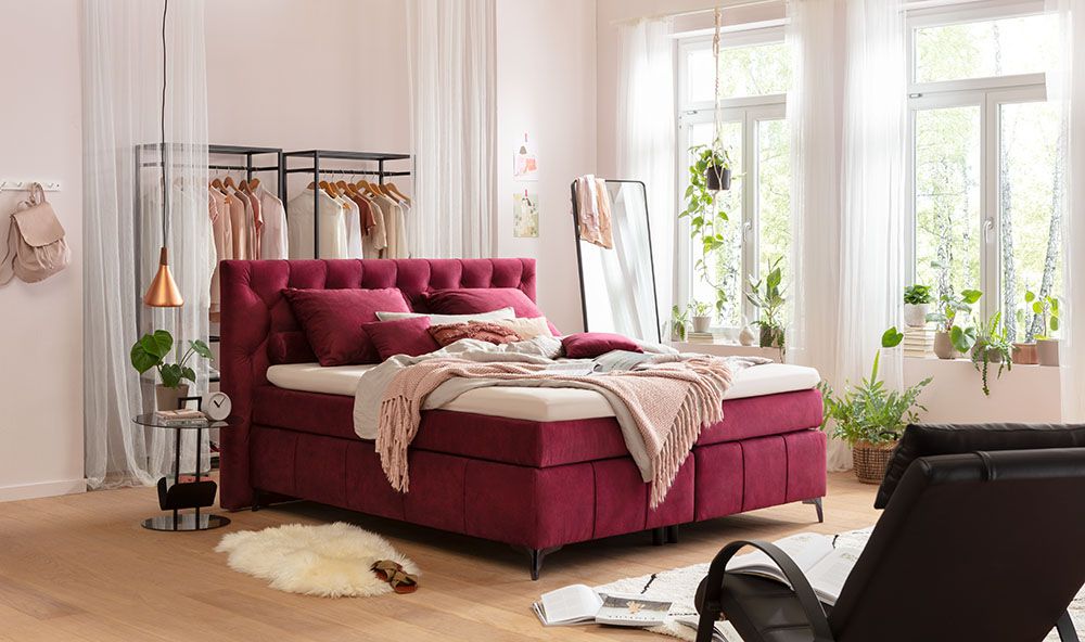 Boxspringbett Pembroke Burgund 180 x 200 cm