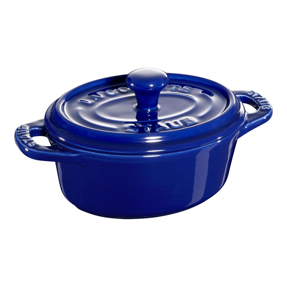 Mini Cocotte 10 cm, oval, Dunkelblau, Keramik