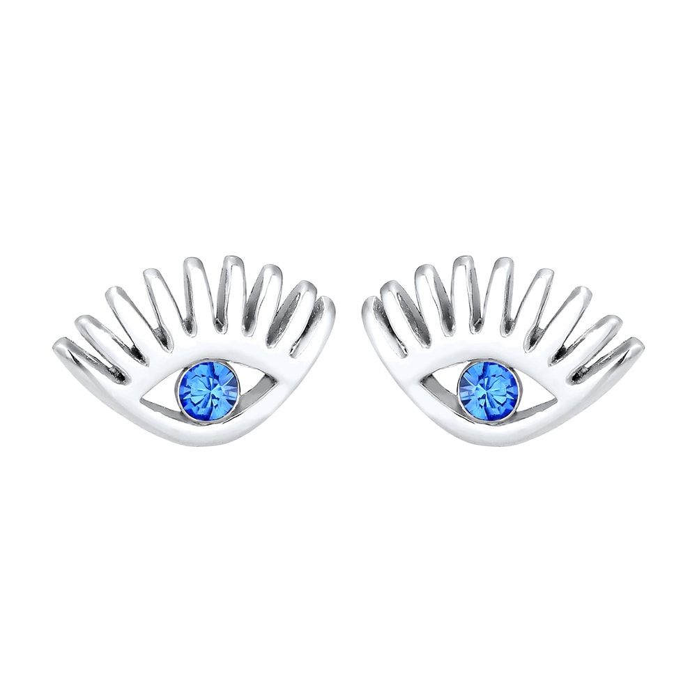 Elli Elli Boucles d'Oreilles Evil Eye avec des Cristaux Clous d'Oreille Femme - (925/1 Boucles d'oreilles