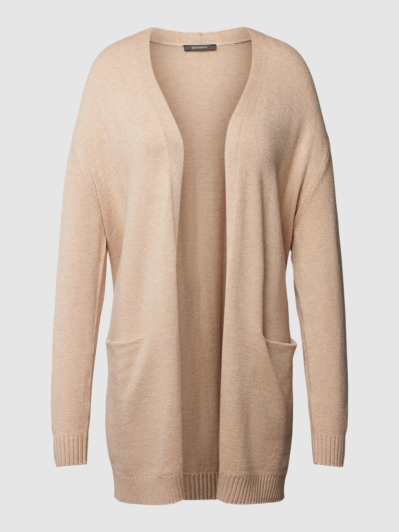 Cardigan mit gerippten Ärmelabschlüssen in beige meliert