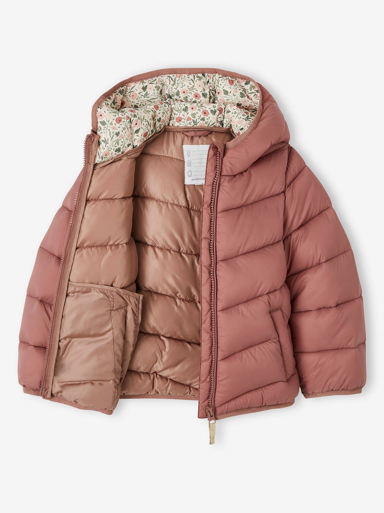 Doudoune légère à capuche fille blush