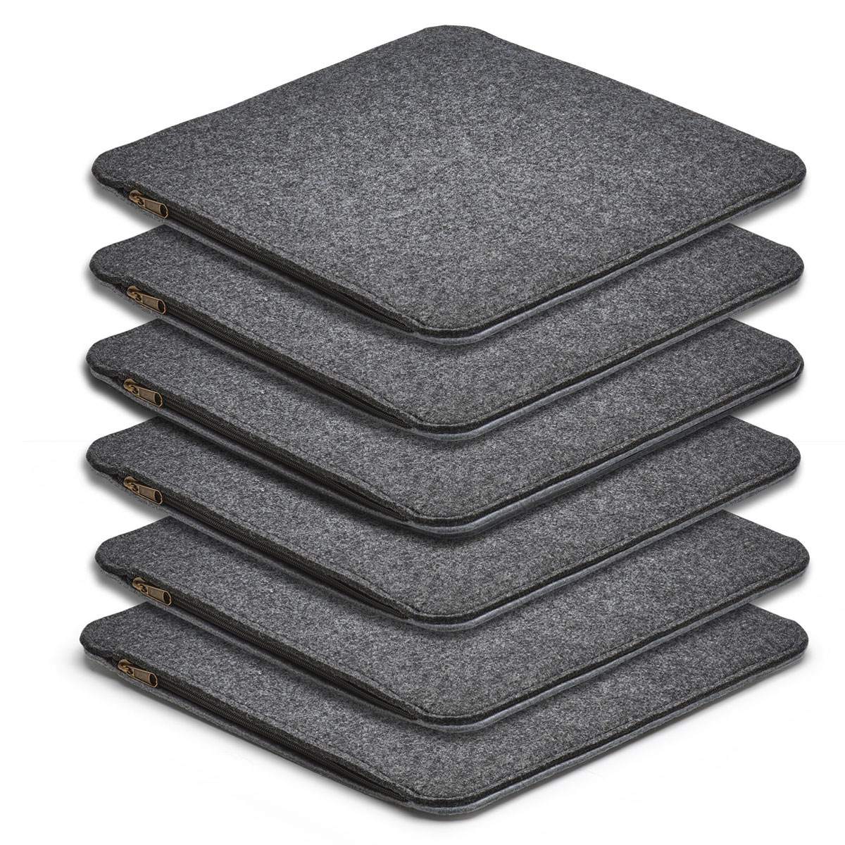 Weles AMARE Home&Living 6er Set Sitzkissen Filz zum Wenden, 35 x 35 cm, dunkelgrau / hellgrau. Achtung: Verbessertes Sitzpolster!!!!