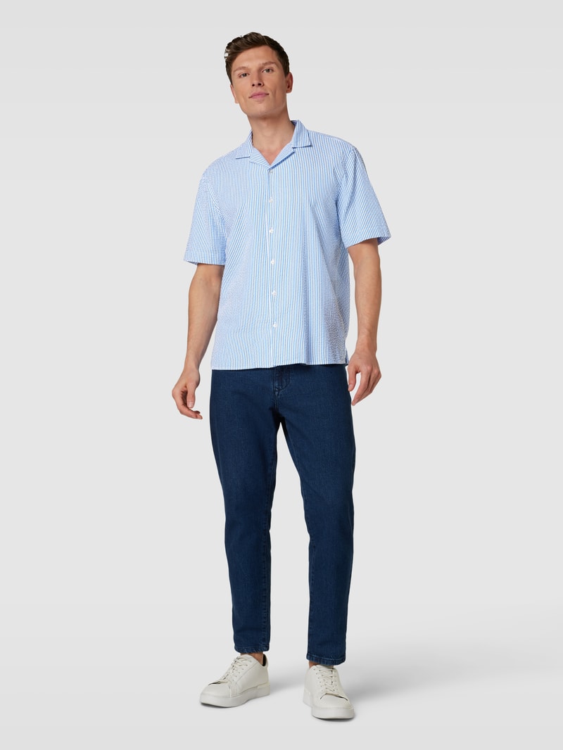 Regular Fit Freizeithemd mit Streifenmuster in royalblau