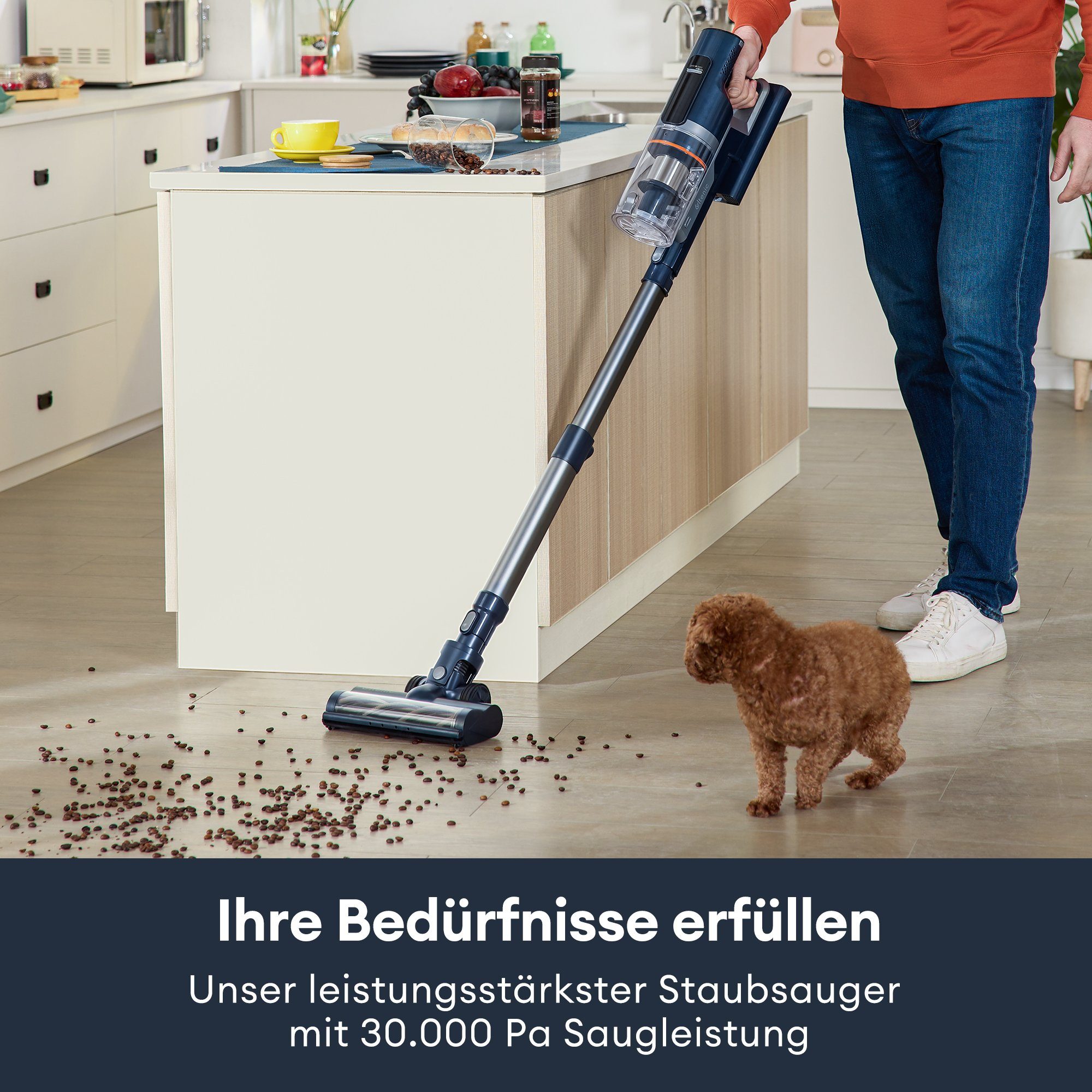 Ultenic Akku-Stielstaubsauger FS1, 450,00 W, mit Beutel, Staubsauger mit Absaugstation/3L Staubbehälter/60 Minuten Laufzait