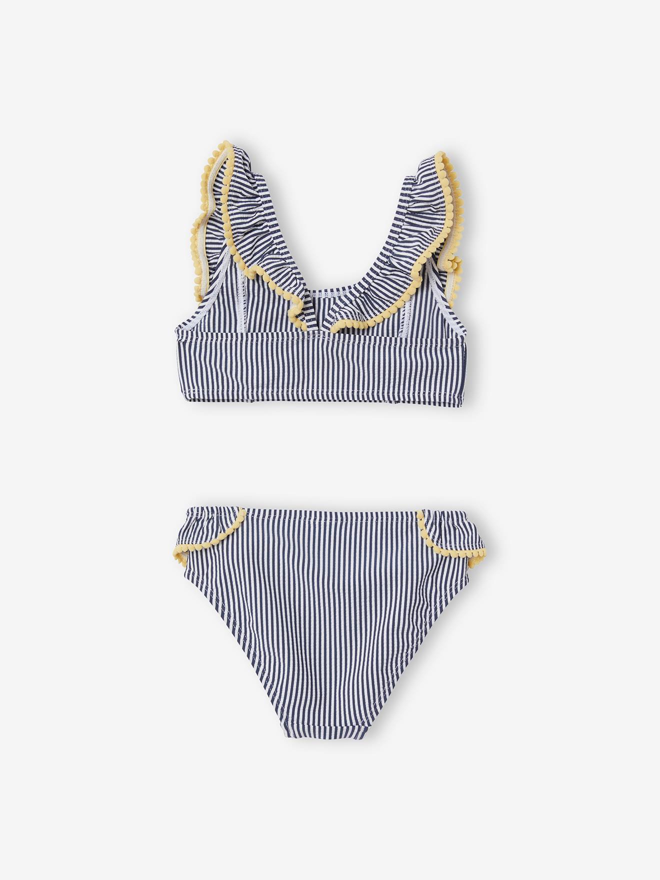 Maillot de bain 2 pièces rayé fille marine rayé