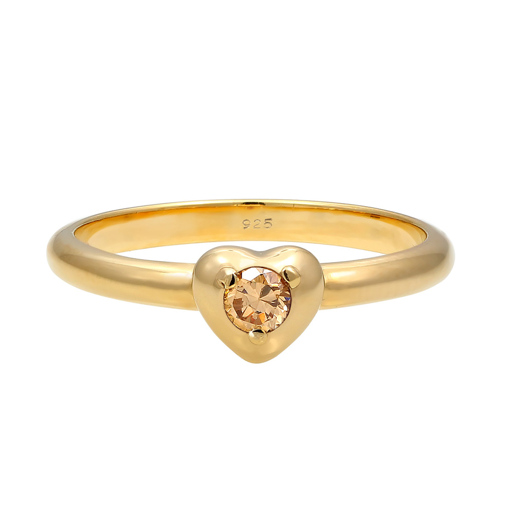 Elli Elli Bague Coeur avec des Cristaux de Zircone Minimal Bague Femme - (925/1000) Ar Bague