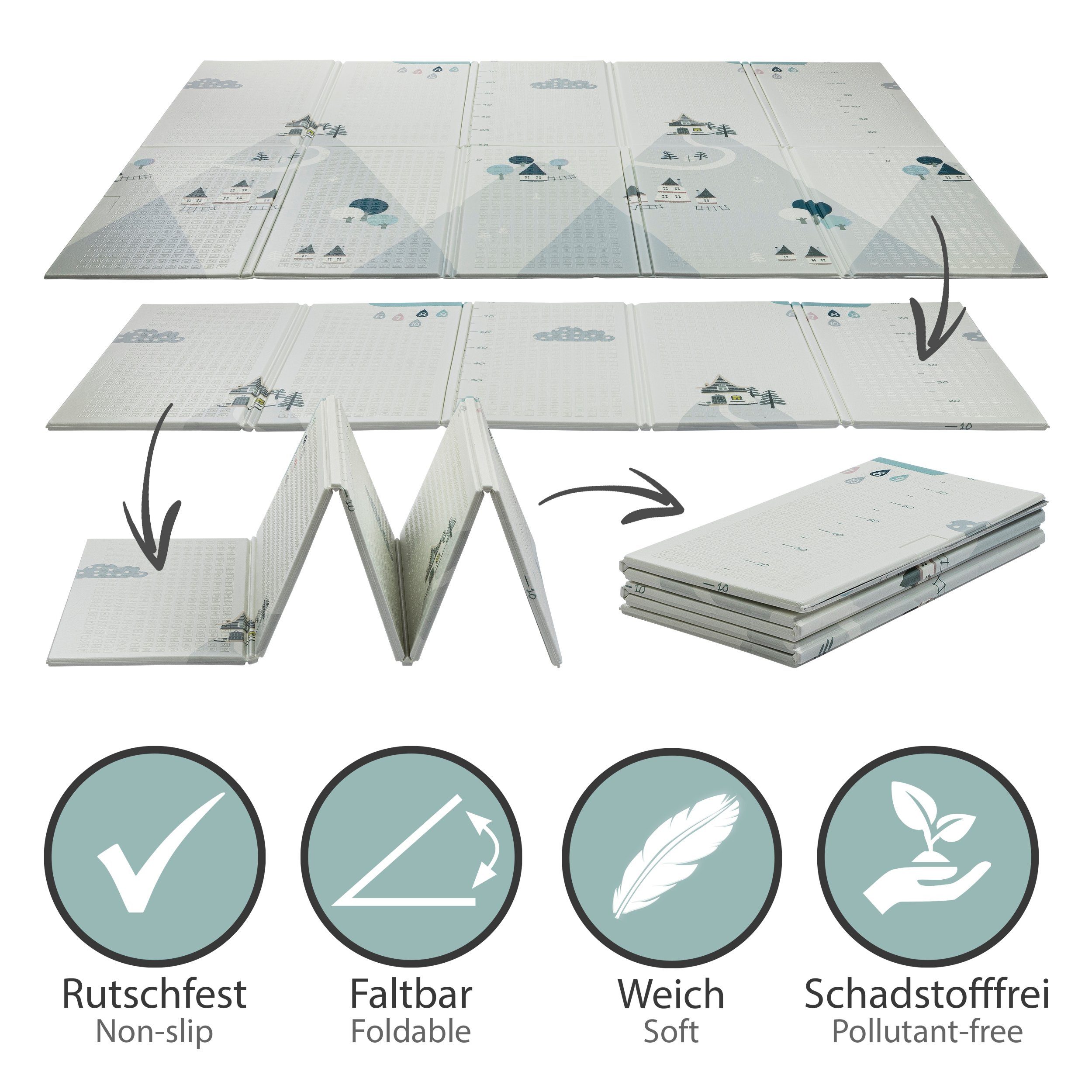 ONVAYA Bodenmatte Spielmatte, Krabbelmatte faltbar, 150x200, 180x200