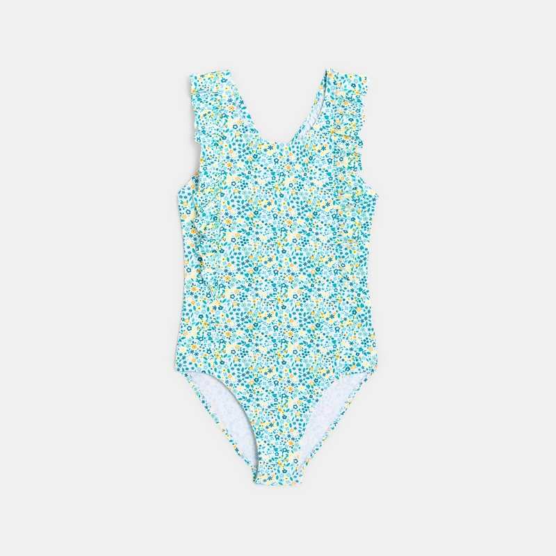 Maillot de bain 1 pièce imprimé vert fille