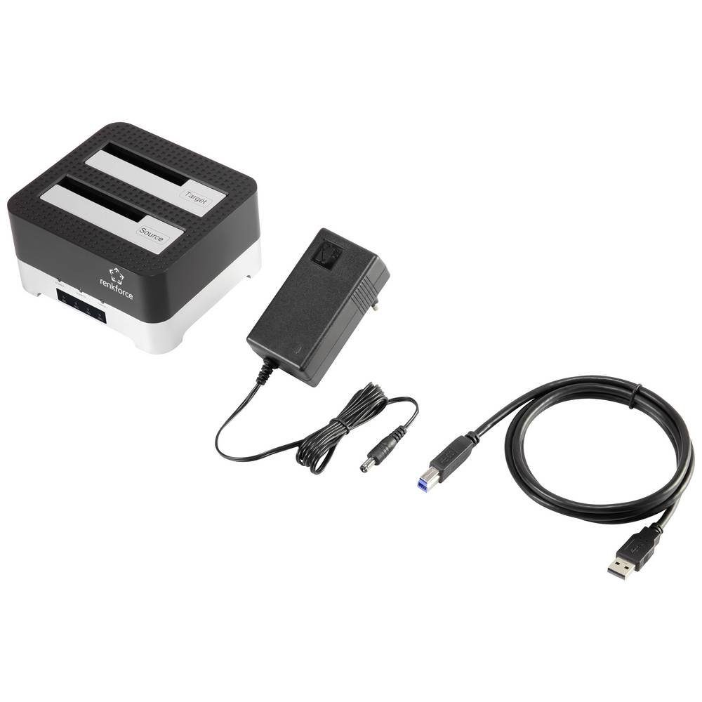Renkforce Festplatten-Dockingstation USB 3 SATA Festplatten-Dockingstation mit, mit Clone-Funktion