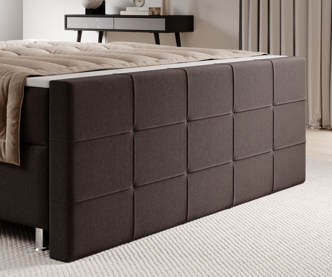 IHG IHG Boxspringbett Florenz 180x200cm Webstoff Braun