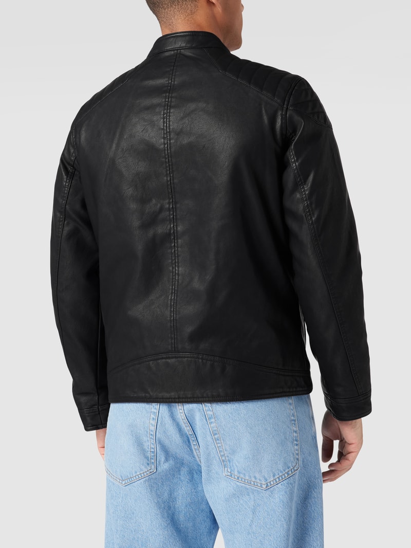 Jacke in Leder-Optik in schwarz