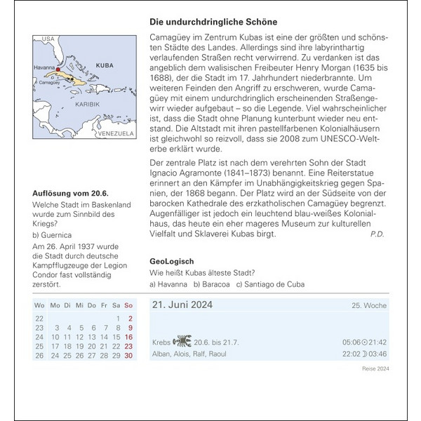 REISE TAGESABREIßKALENDER 2024 - Kalender