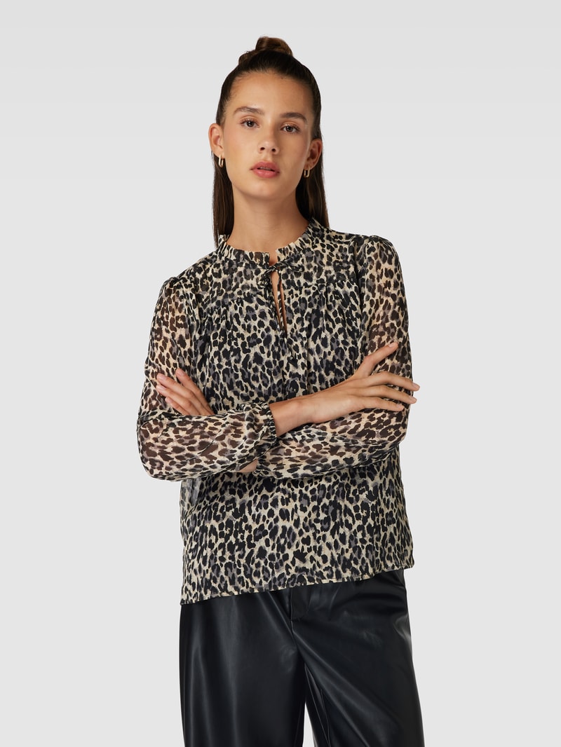 Blusenshirt mit Leopardenmuster Modell 'Ditsy' in schwarz