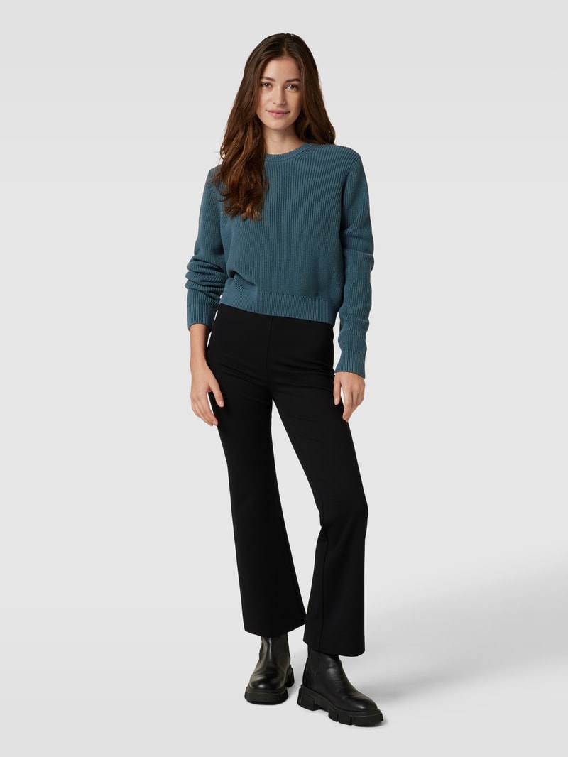 Strickpullover mit Rundhalsausschnitt in dunkelblau