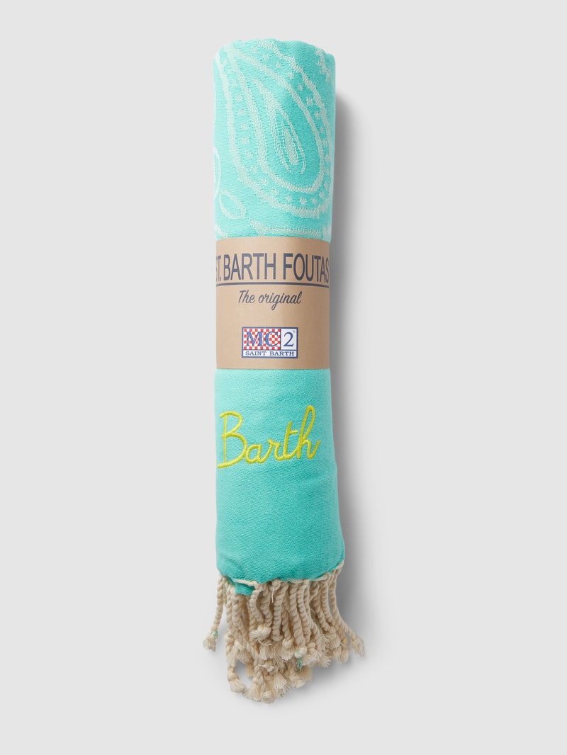 Strandtuch mit Allover-Muster Modell 'FOUTAS' in aqua blau