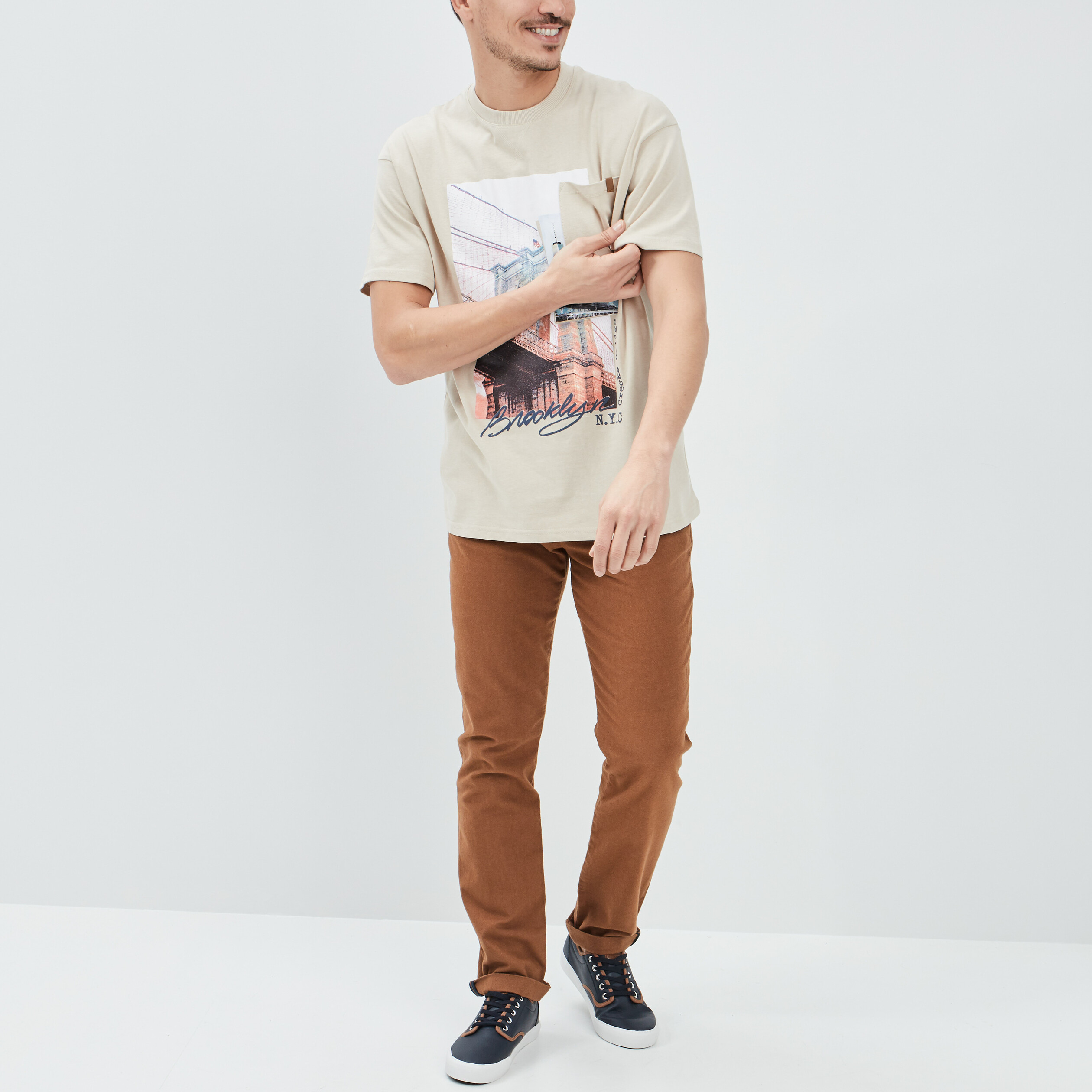 Pantalon droit Creeks camel homme | La Halle