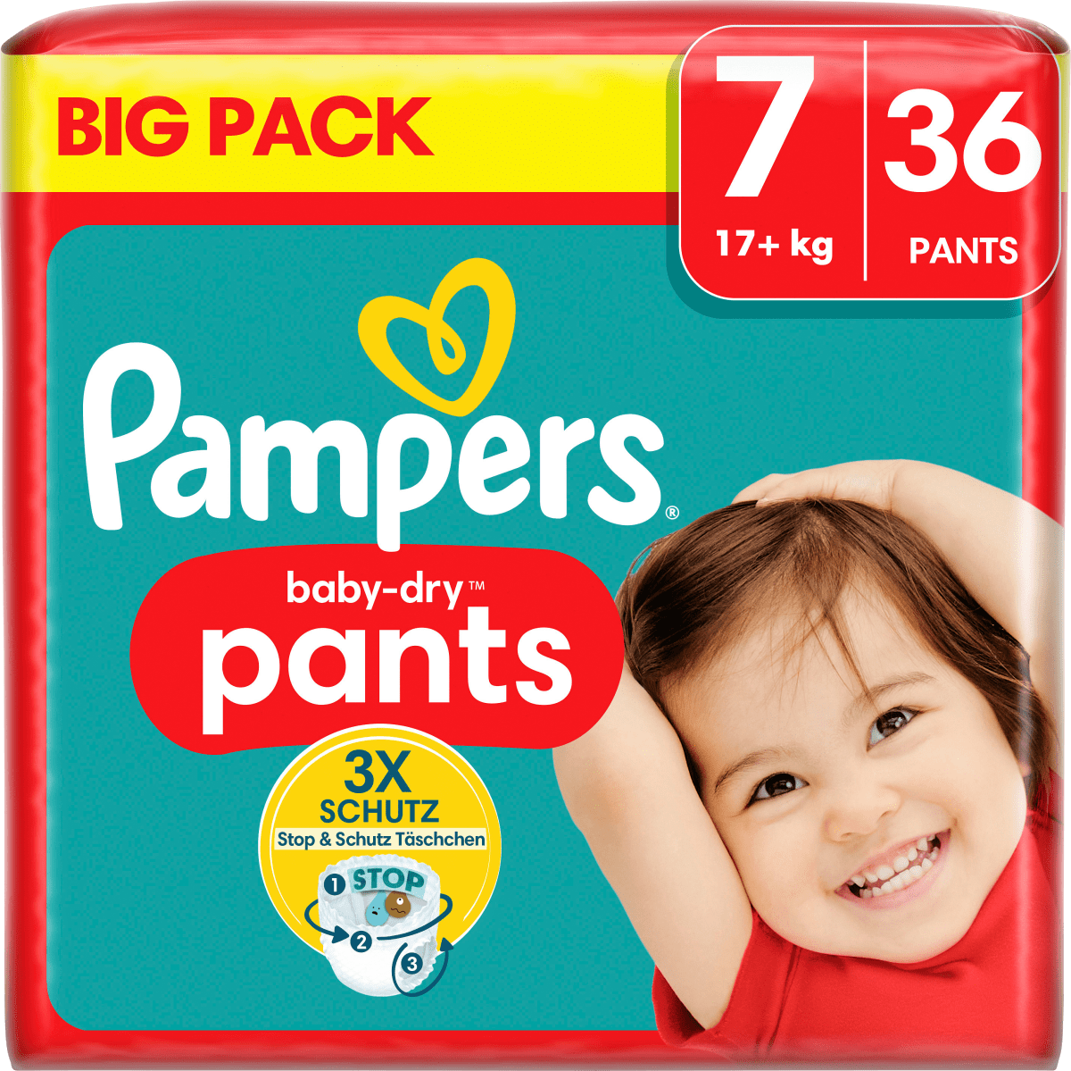 Baby Pants Baby Dry Gr.7 Extra Large (17+kg), Big Pack, 36 St