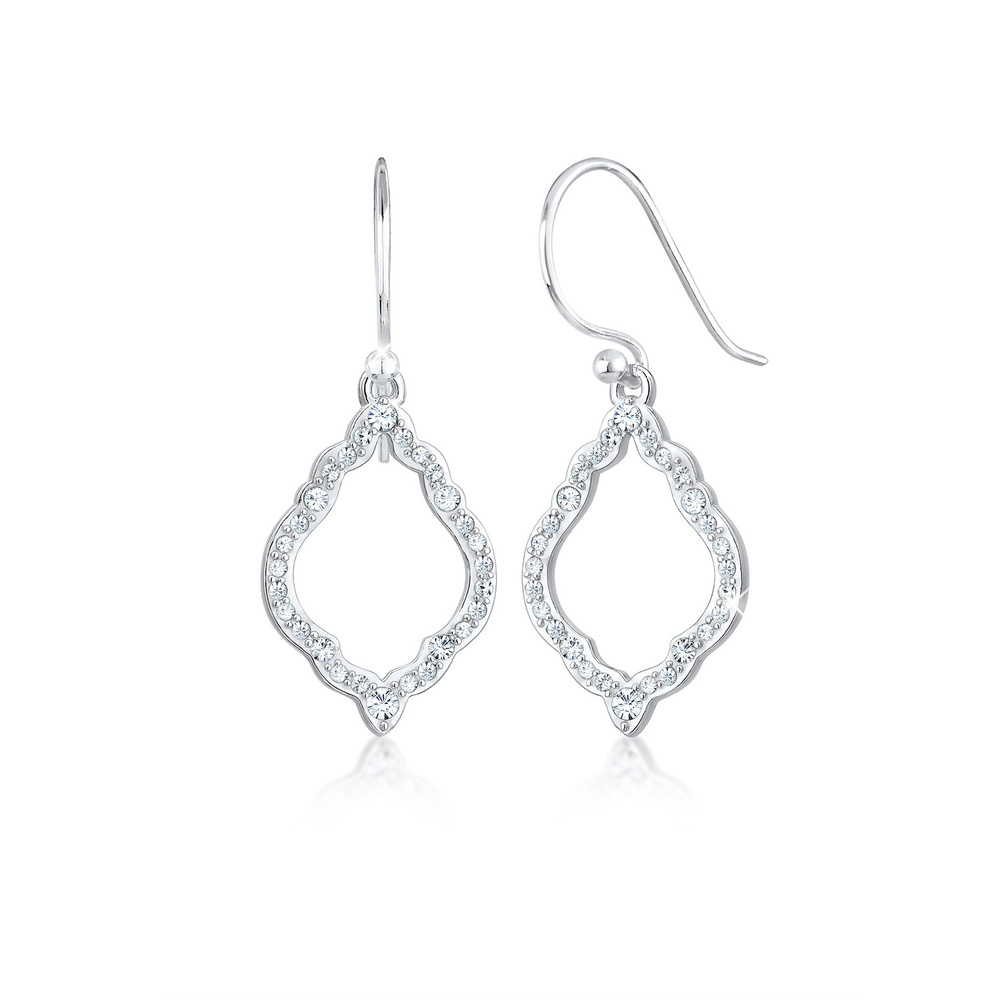 Elli Elli Boucles d'Oreilles Hänger Ornament Kristalle 925 Silber Boucles d'oreilles
