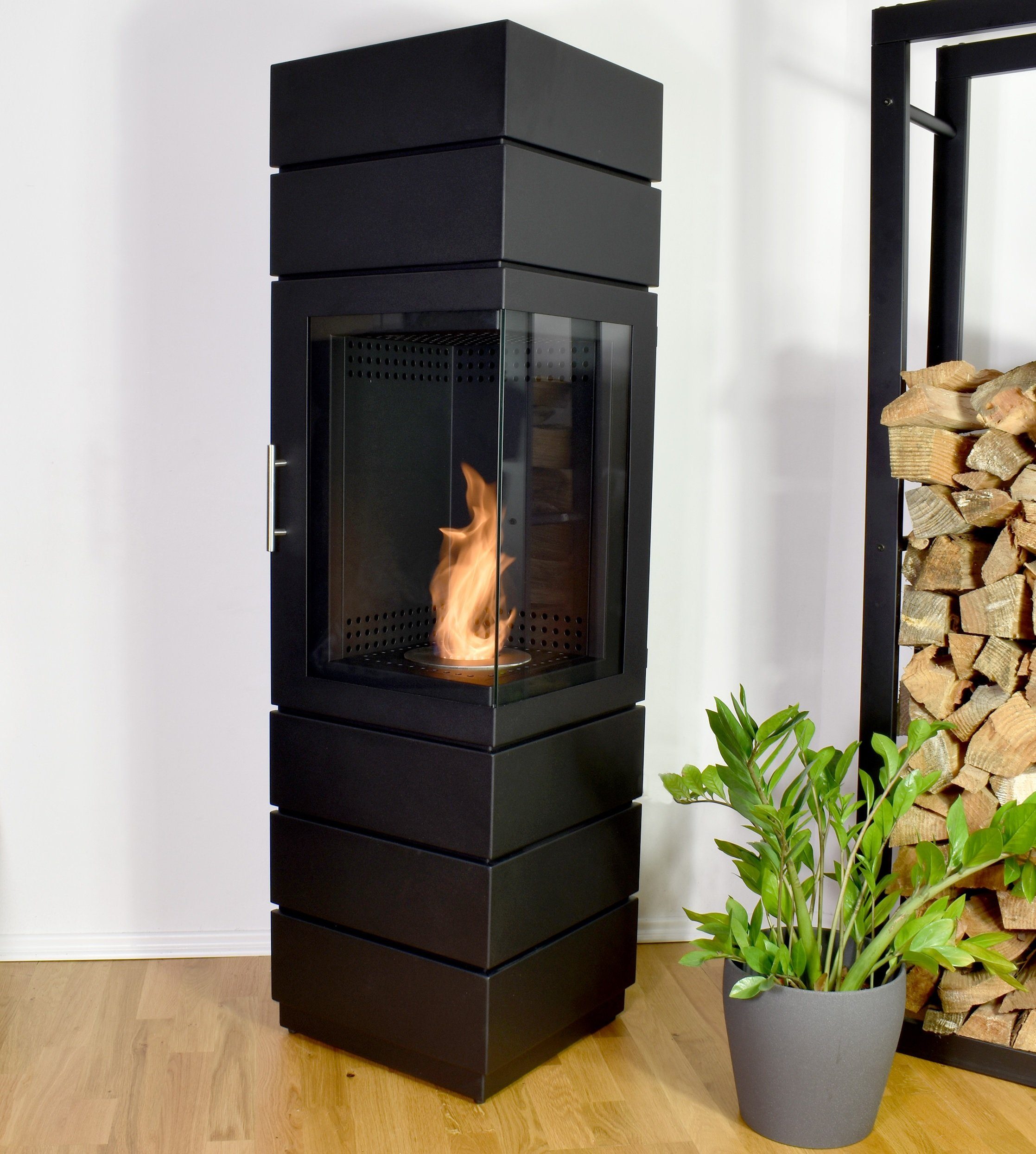 GLOW FIRE Echtfeuer-Dekokamin Ethanolkamin Glow Fire Mora Ofen, mit Heizfunktion durch Bio-Ethanol