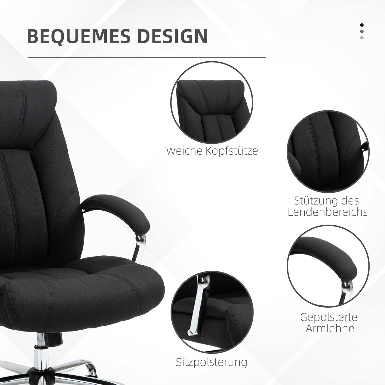 Vinsetto Bürostuhl mit Wippfunktion ergonomischer Schreibtischstuhl mit Armlehne