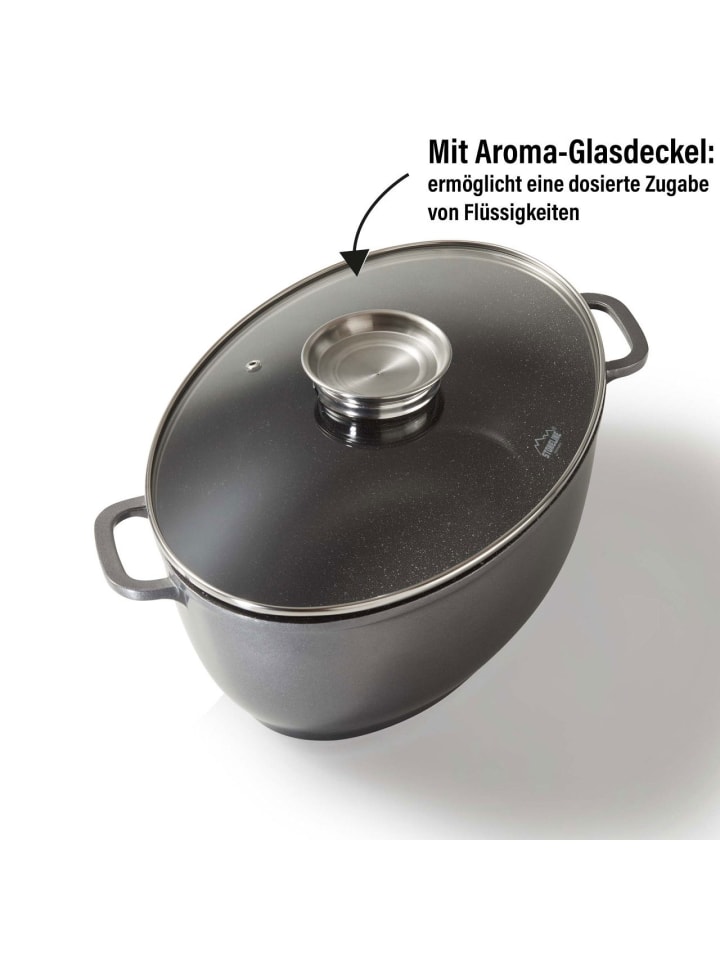 Stoneline Bräter Schmortopf Oval 39x26 cm | mit Deckel in Grau günstig kaufen onesize
