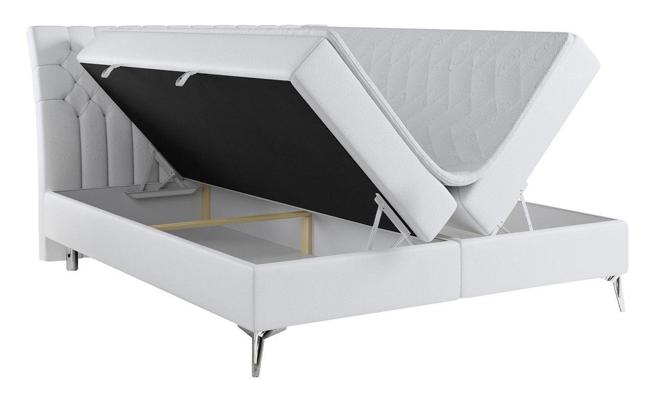 MKS MÖBEL Boxspringbett MILEN, Polsterbett mit Multipocket-Matratze und Topper