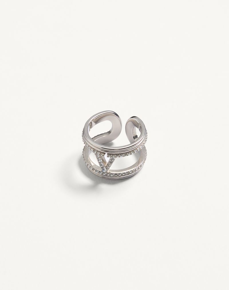 Ovalet ring i metal og Swarovski® krystaller