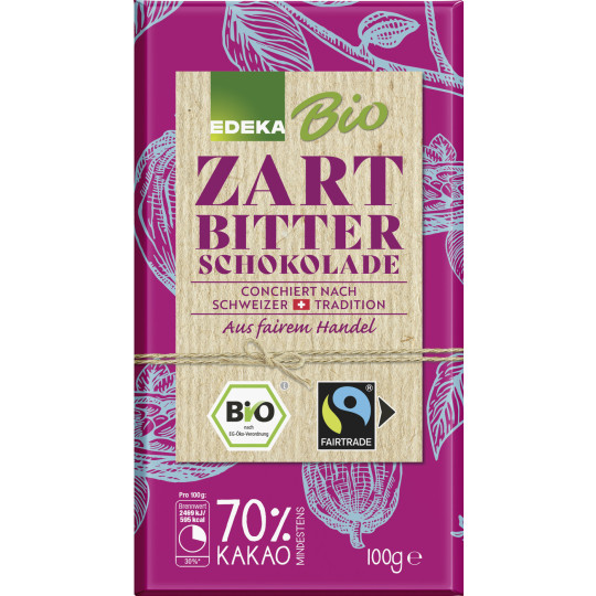 EDEKA Bio Schweizer Zartbitterschokolade 70% 100G