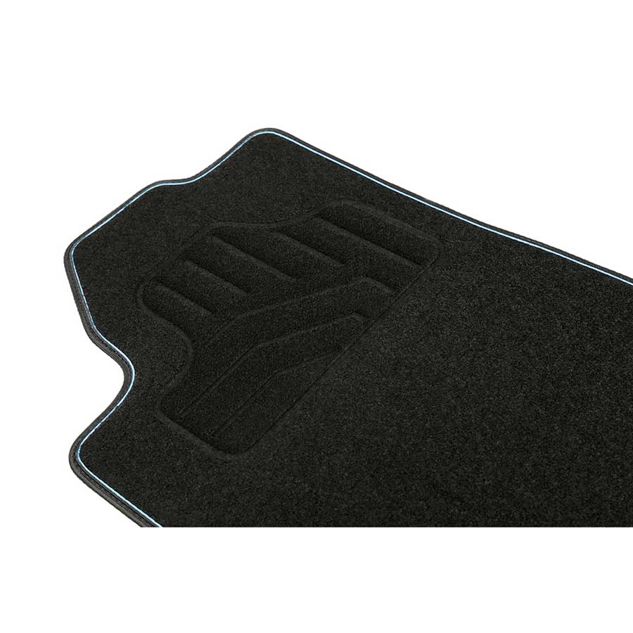 Norauto Universal Autoteppich Colour im 4-teiligen Komplettset, Auto Textil Fußmatten, schwarz/blau - ATU