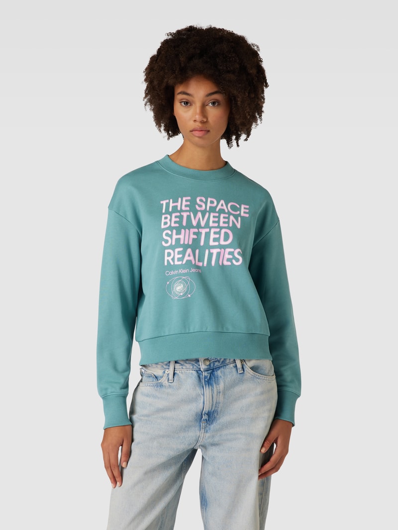 Sweatshirt mit Statement-Print Modell 'FUTURE FADE' in schilf