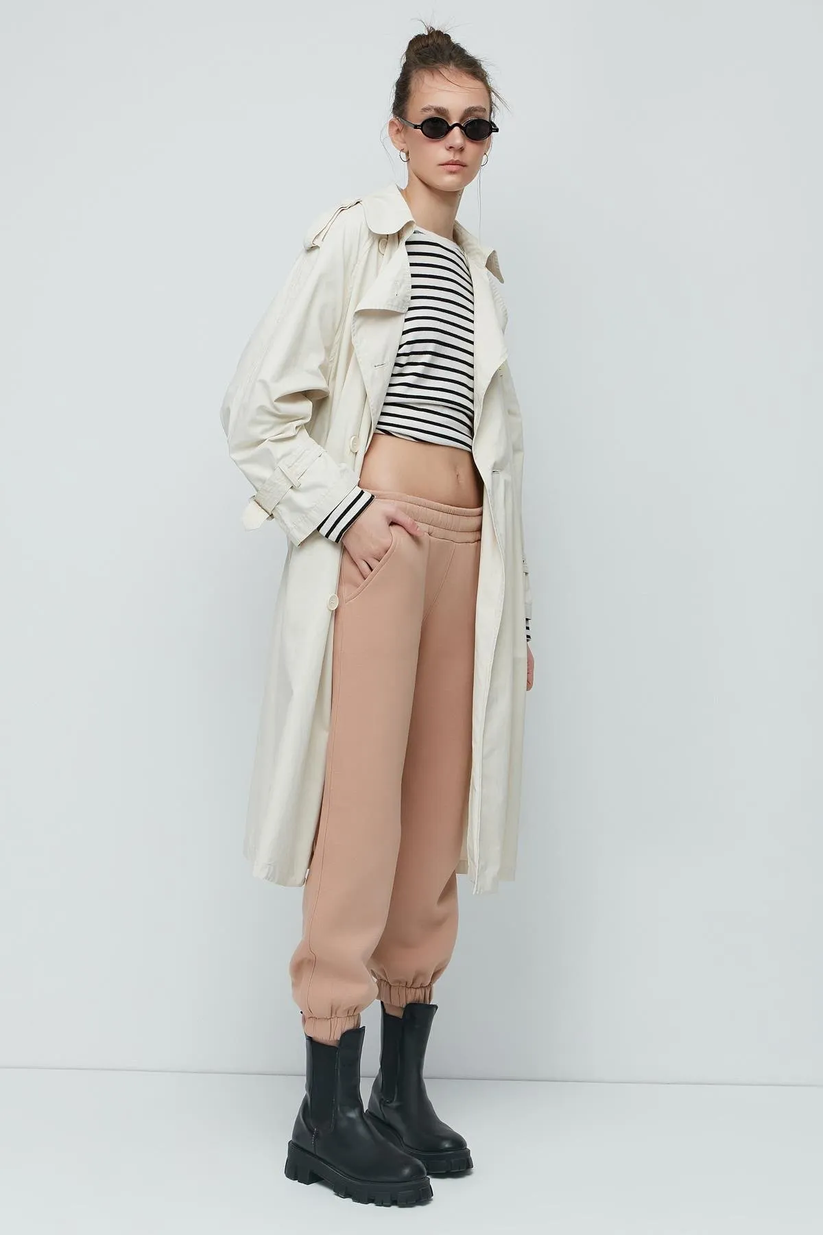 C&City  Jogger-Jogginghose mit dicker Fleece-Innenseite 906 Creme
