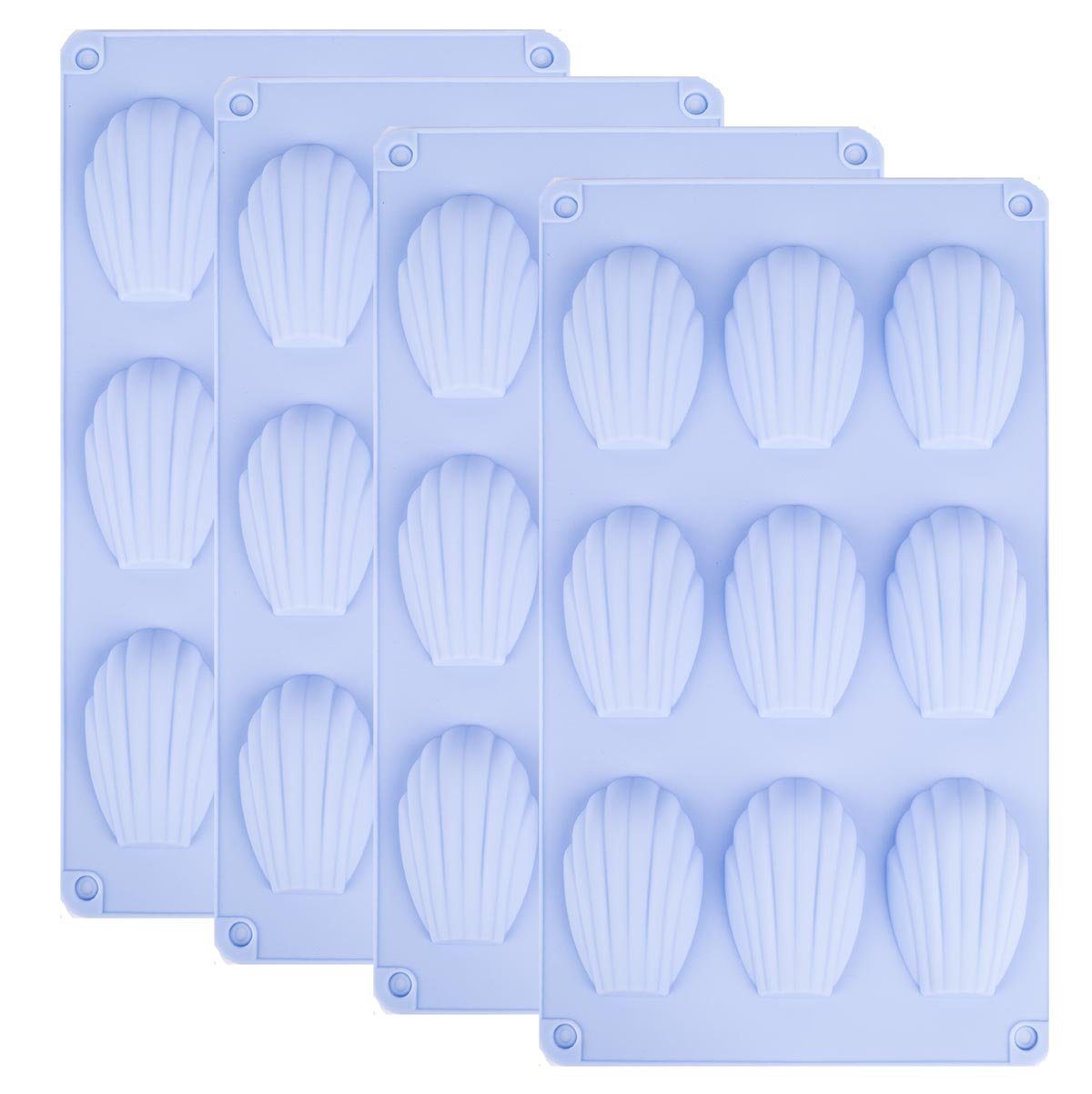 mixed24 Silikonform 4er Set Silikon Madeleine Backformen Bärentatze Madeleinebackform Kuchen Muschel, (4-tlg)