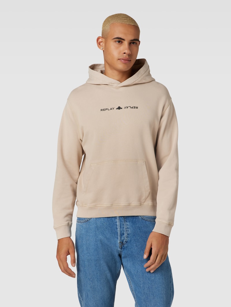Hoodie mit Känguru-Tasche in beige