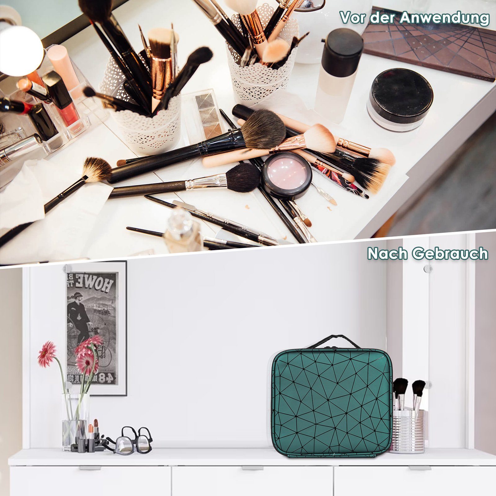CALIYO Kosmetik-Koffer Kosmetiktasche Portable Reise Make Up Tasche, Makeup Organizer, Tasche Schmink Aufbewahrung Kosmetische Box Wasserdicht Schminktasche