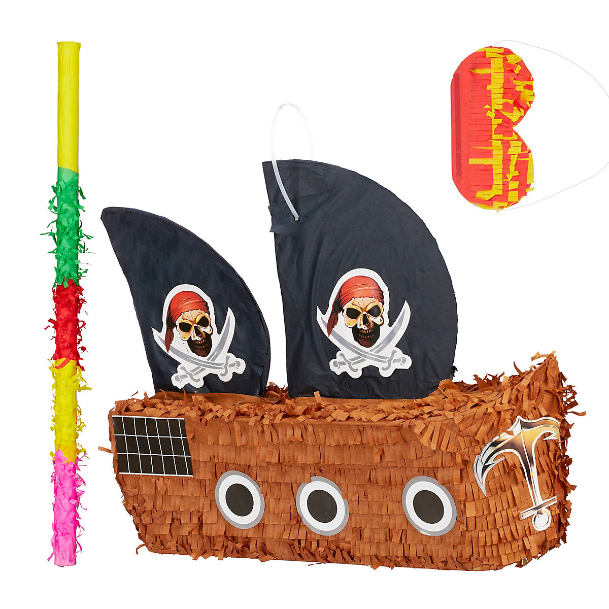 3 tlg. Pinata Set Piratenschiff