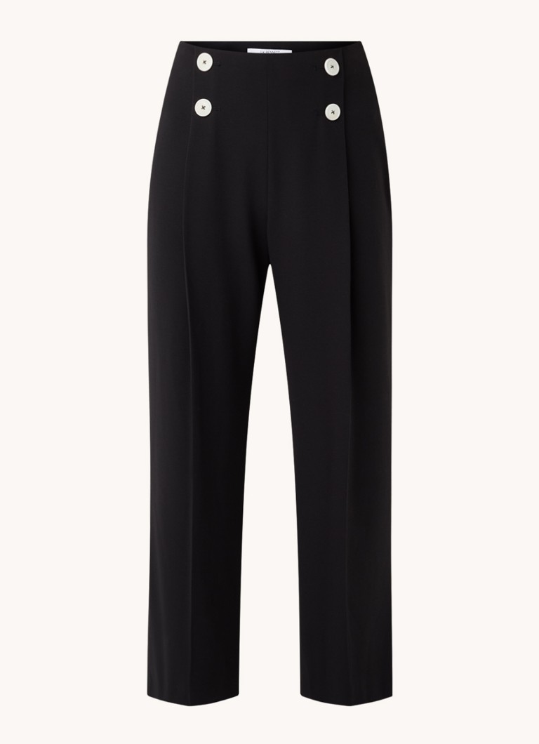 Pantaloni LKBennett Parker cu talie înaltă, lați pe picioare și nasturi decorativi.