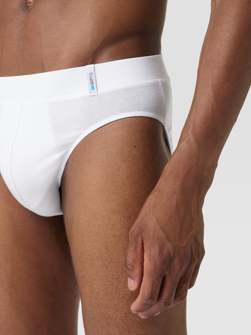 Slip mit Steppnähten in weiß