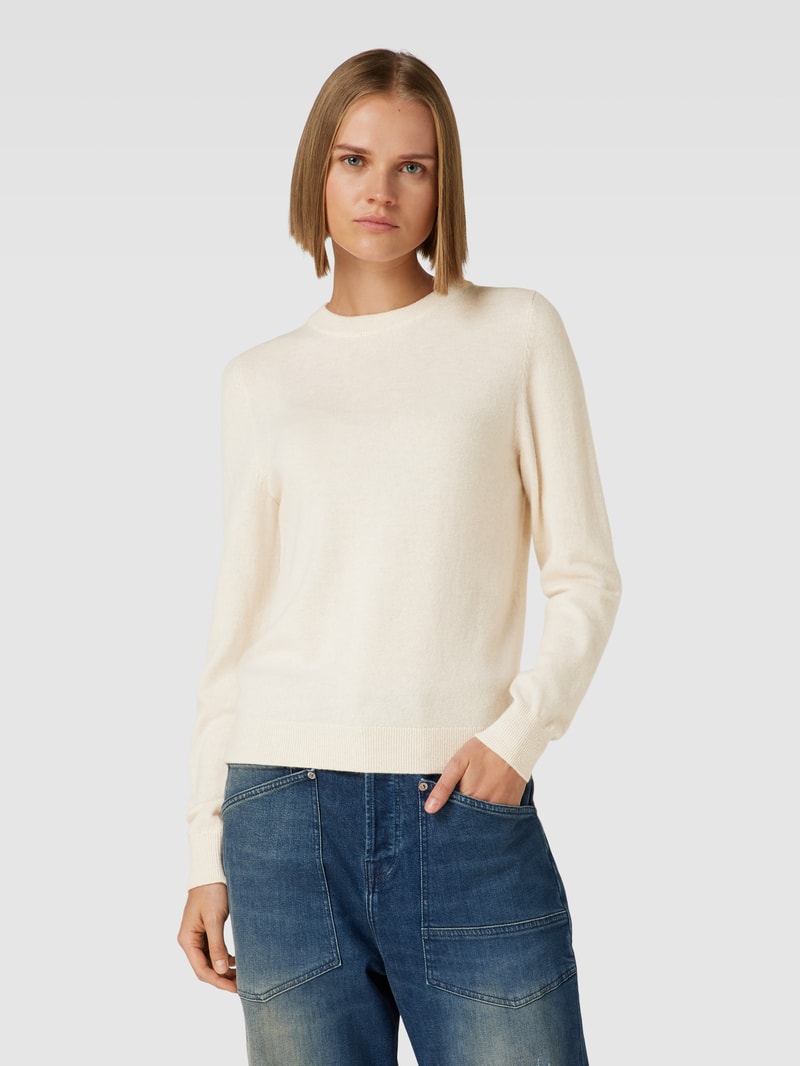 Strickpullover mit Rundhalsausschnitt in beige meliert
