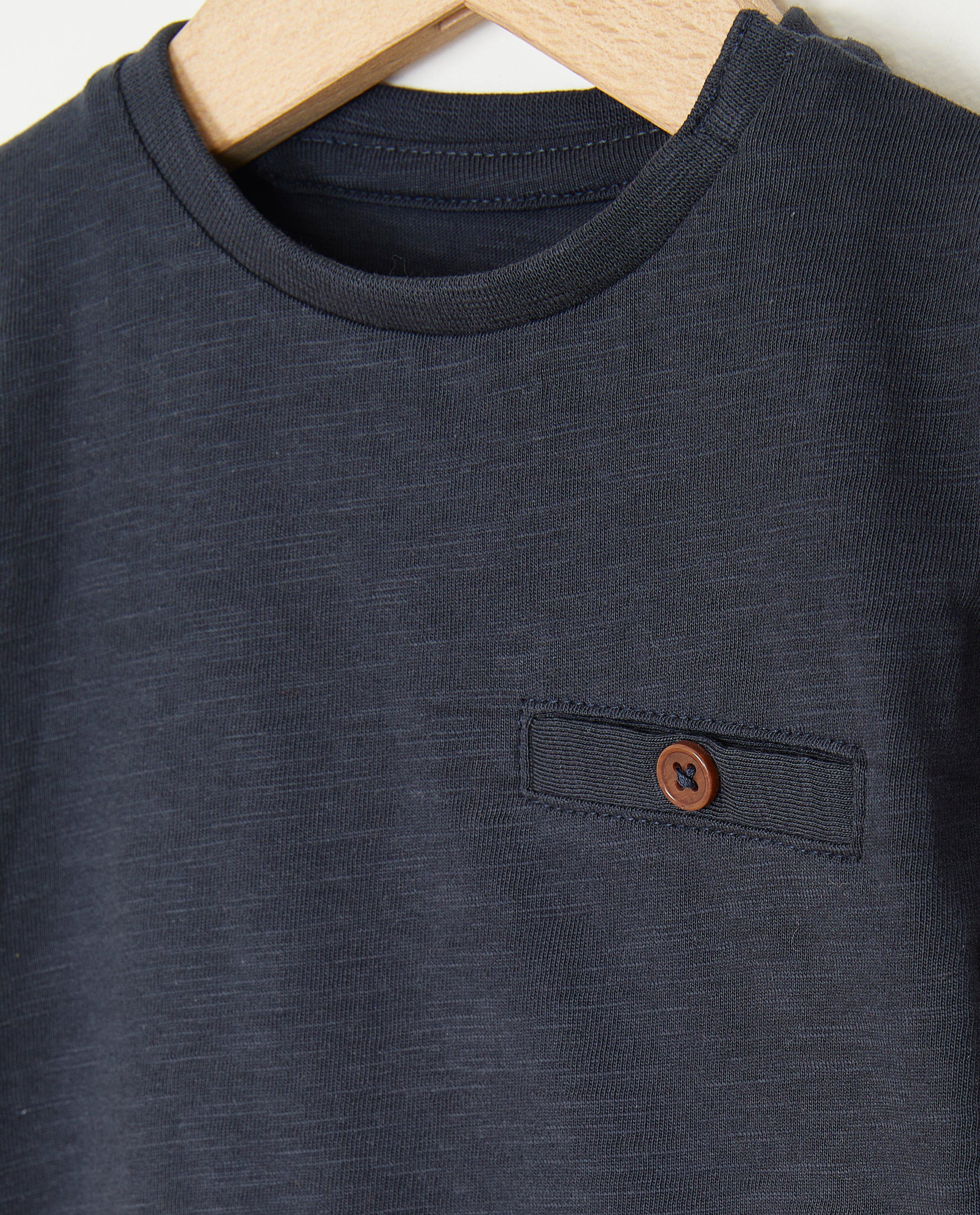 Tricou din bumbac organic Cuddles and Smiles albastru închis