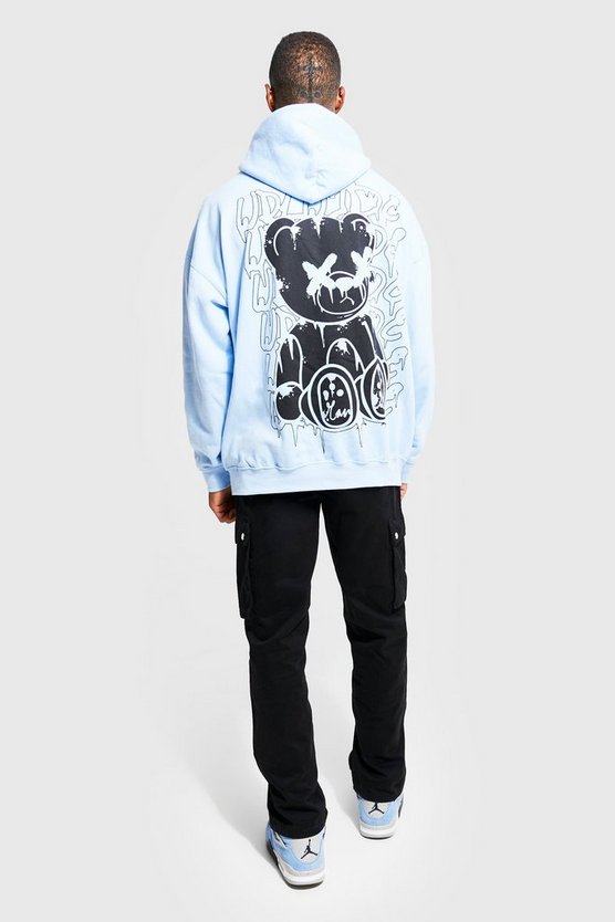 Oversize Hoodie mit Graffiti Teddy Print