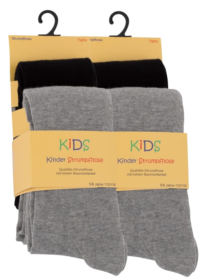 Cotton Prime® Strumpfhosen 4er Set für Kinder in Schwarz/Grau günstig kaufen