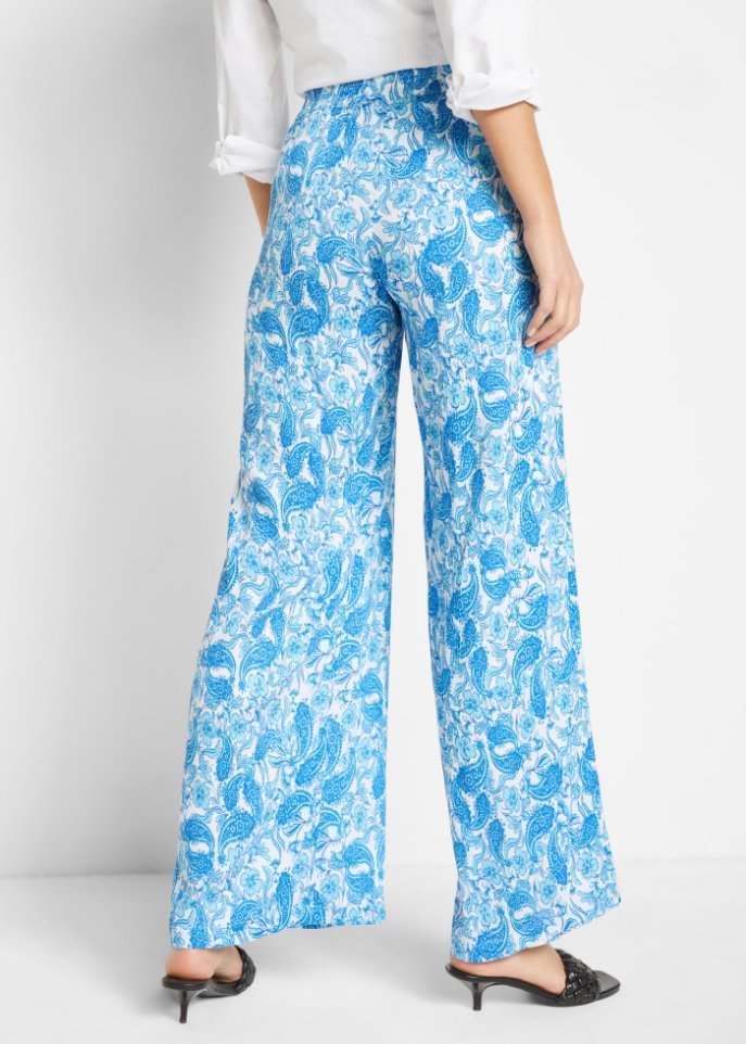 Viskose-Crinkle Palazzo-Hose mit Bequembund